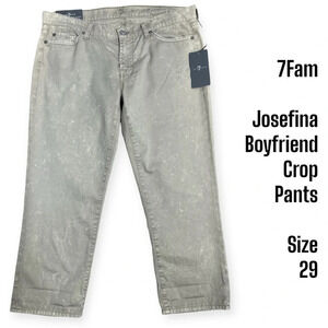 7 for all Mankind Josefina cropped slim boyfriend distressed khaki pants size 29